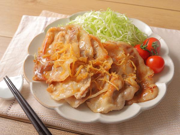 豚のしょうが焼きの盛り付け例