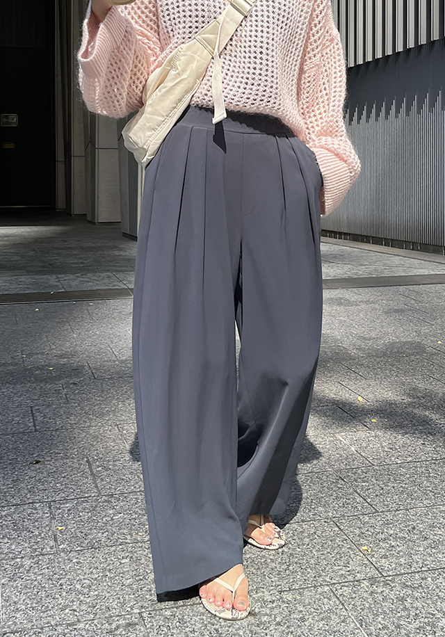 DOUDOU タックワイドパンツ DouDou パンツ スラックス NEWタックワイドパンツ レディース