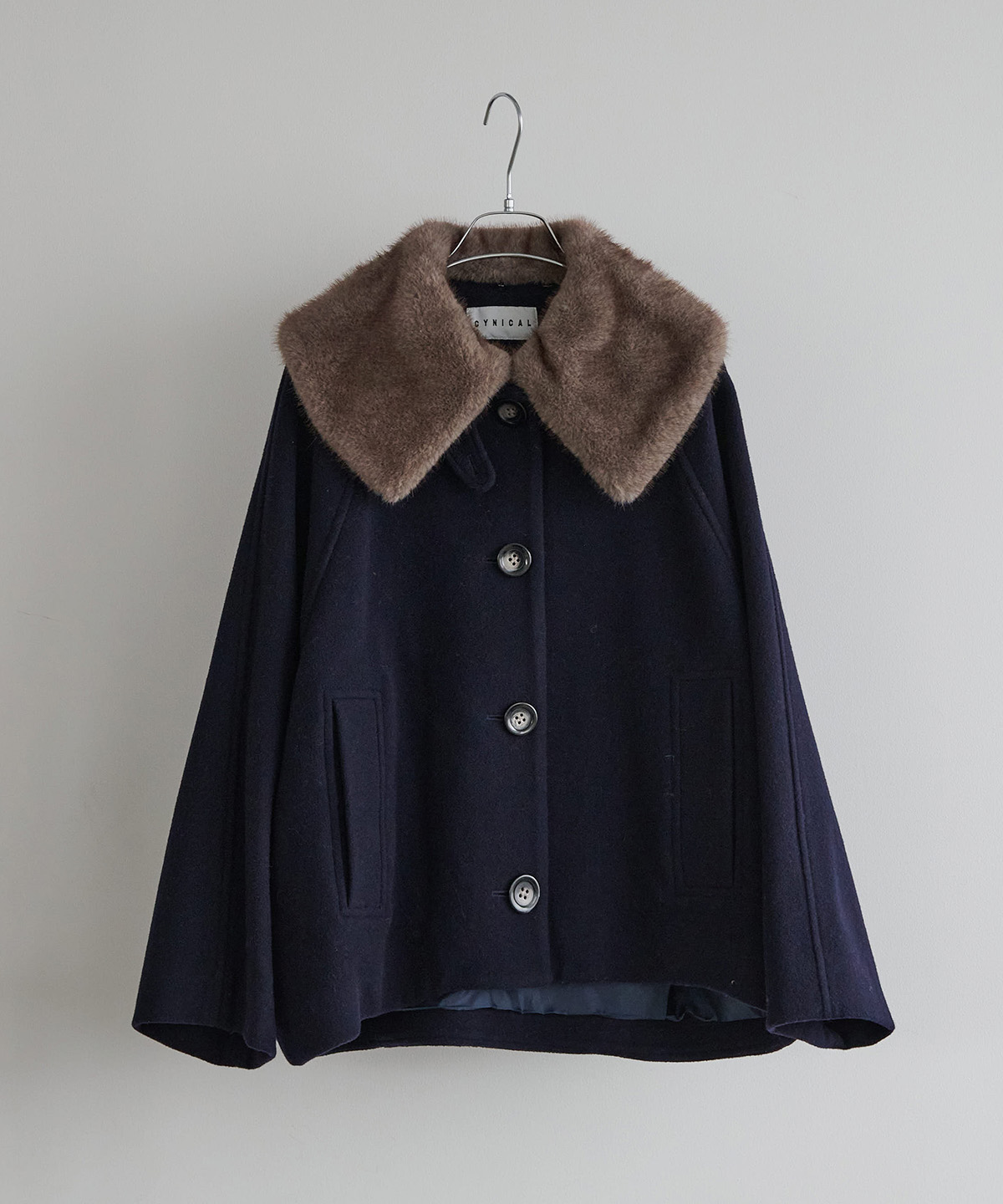 Fur Collar Poncho Coat