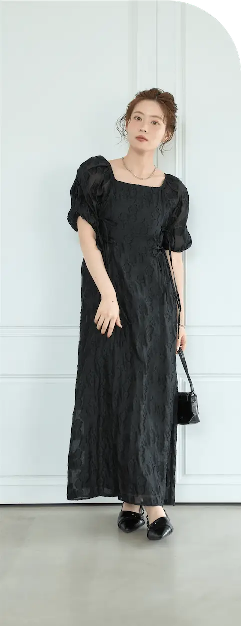 sheer flower ribbon onepiece