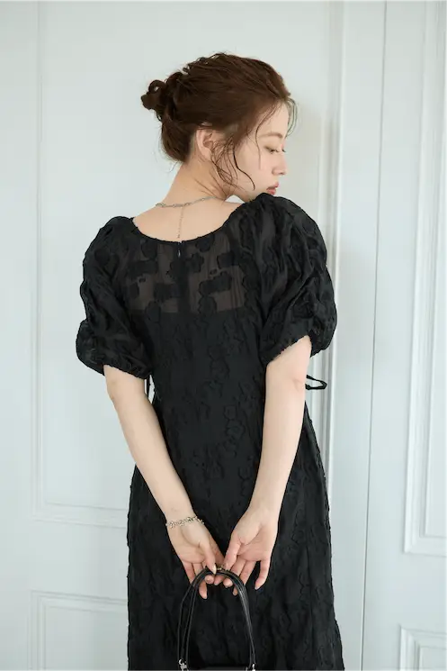 sheer flower ribbon onepiece