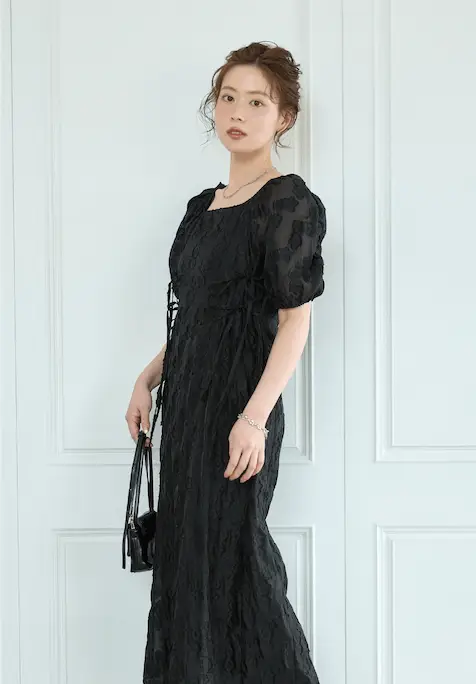 sheer flower ribbon onepiece