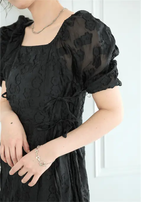 sheer flower ribbon onepiece
