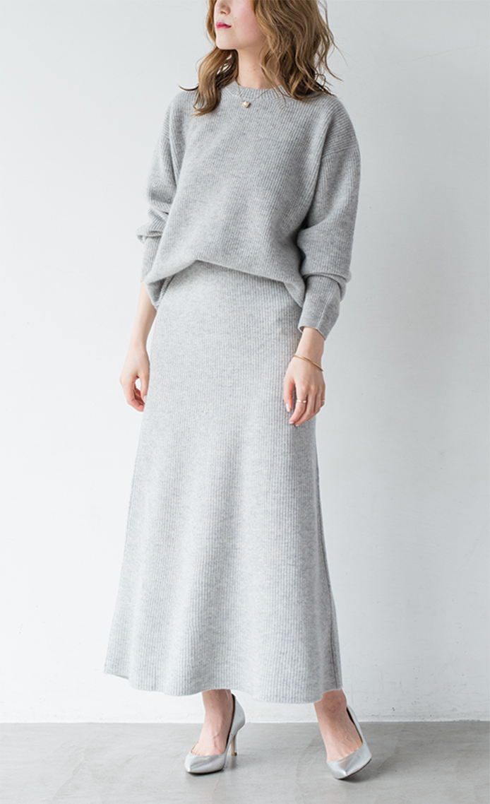 Crew neck knitSkirt