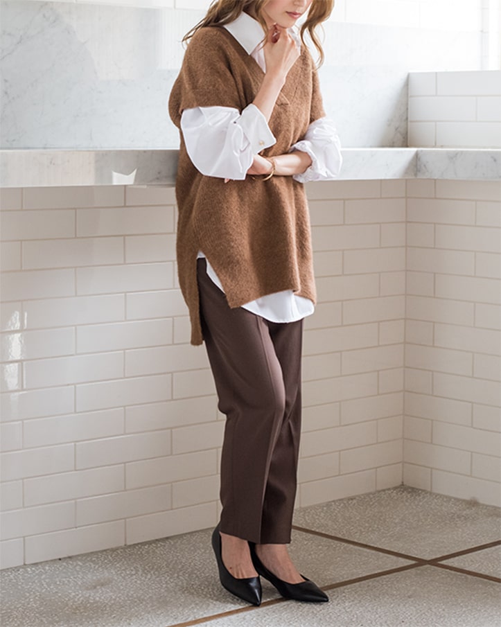 V-neck knit Skirt