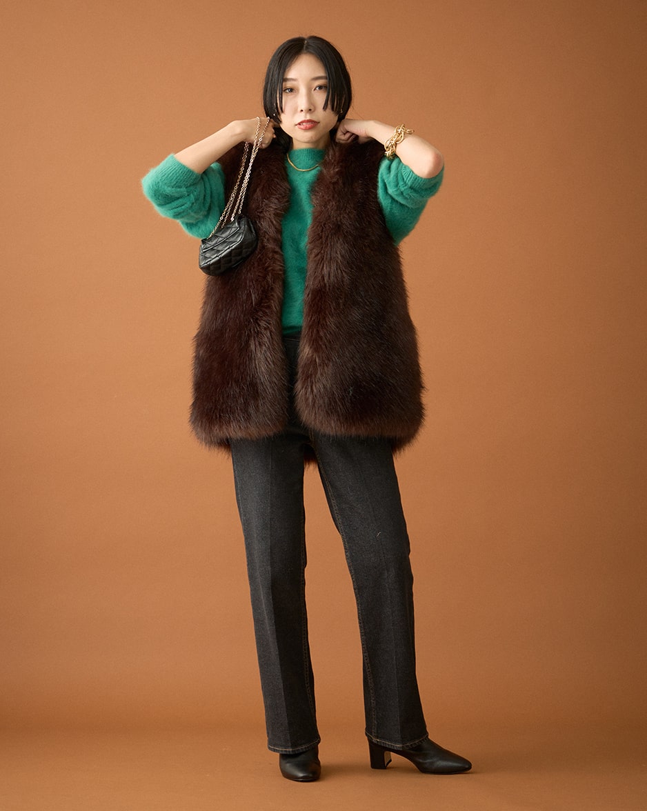 FUR カシミヤ2wayカーディガン