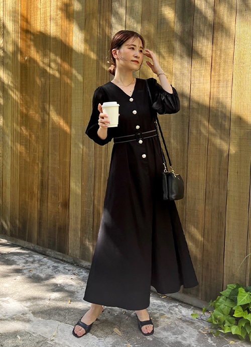 cheriechuu 金ボタンベルト付ワンピース