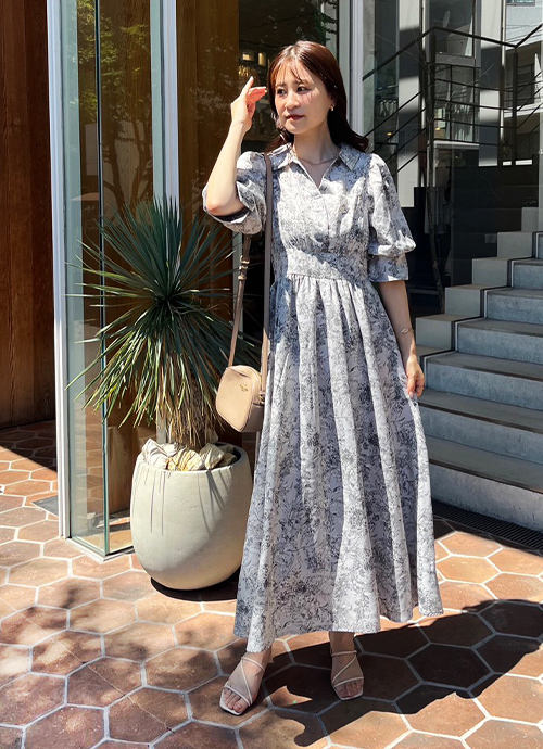 cheriechuu スキッパー花柄ワンピース