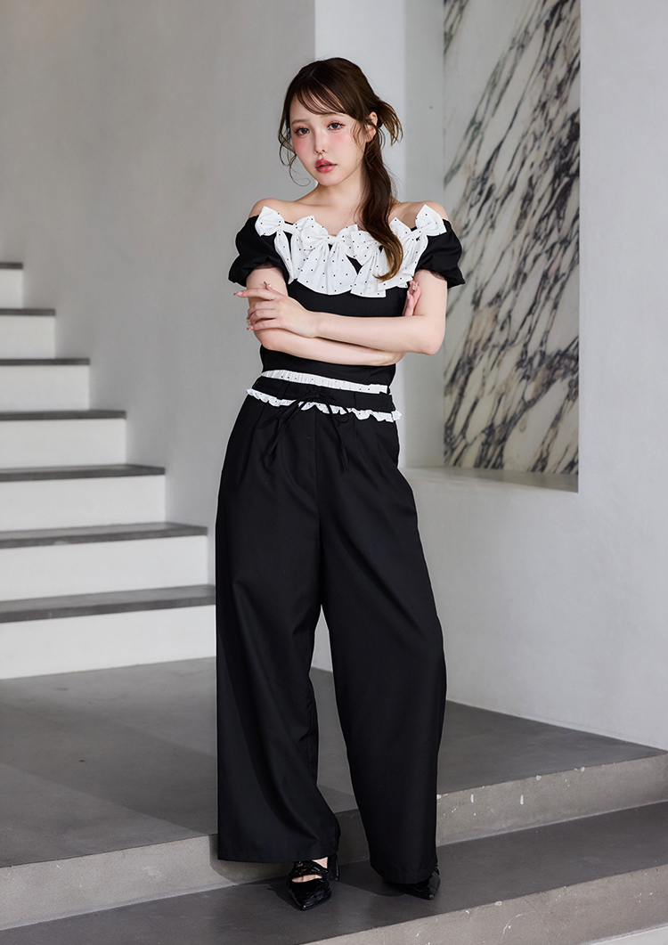 リボンいっぱいブラウス ＆ エストフリルスラックス