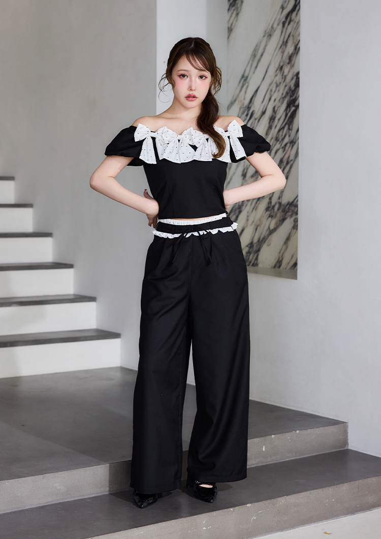 リボンいっぱいブラウス ＆ ウエストフリルスラックス