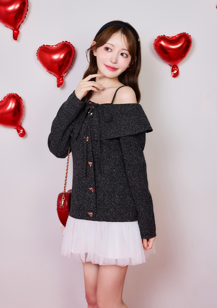 ハートコレクション ハートボタン切替しミニワンピース