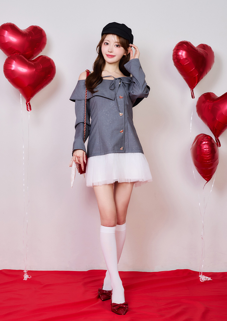 ハートコレクション ハートボタン切替しミニワンピース