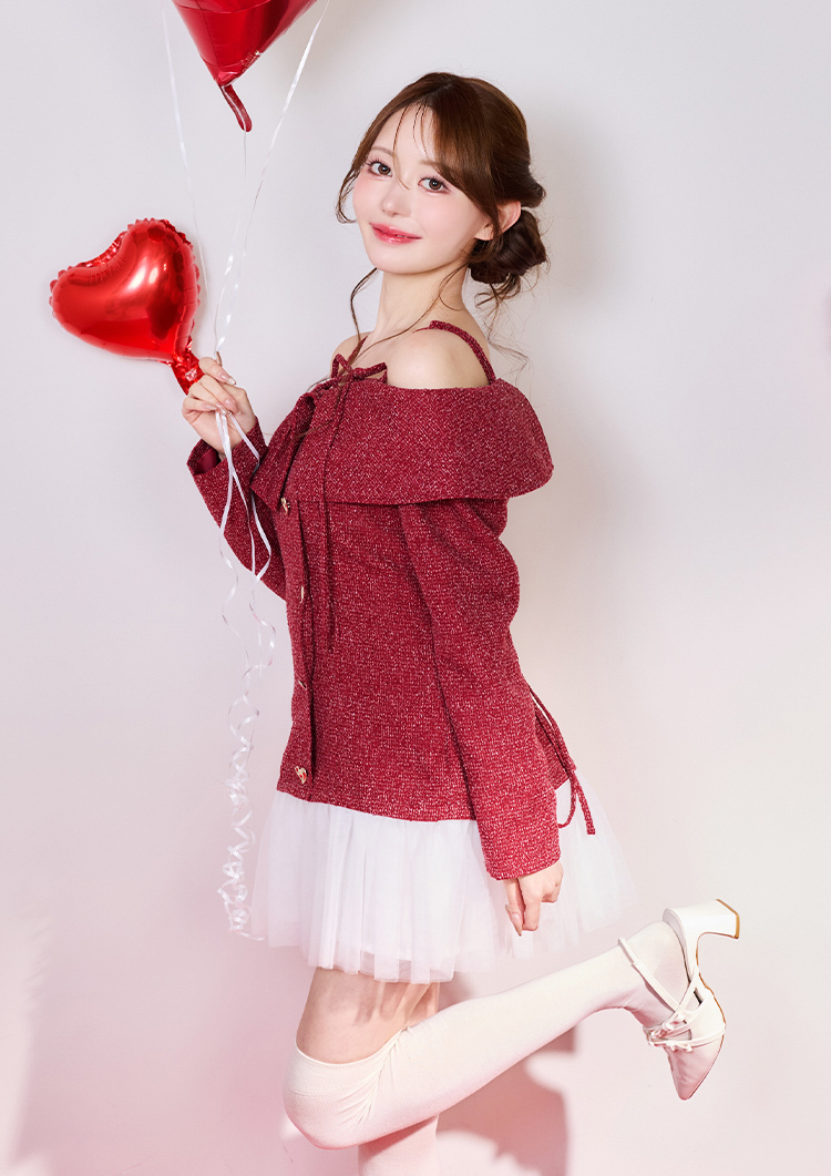 ハートコレクション　ハートボタン切替しミニワンピース