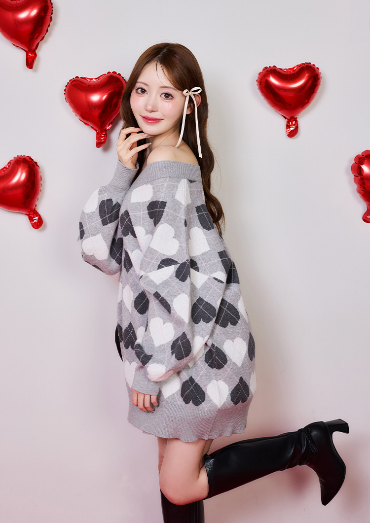 ハートコレクション ハートアーガイルニットミニワンピ