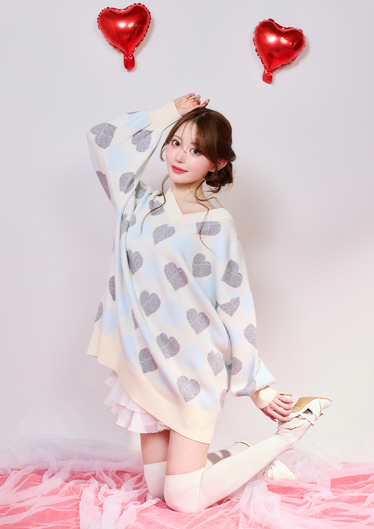 ハートコレクション ハートアーガイルニットミニワンピ