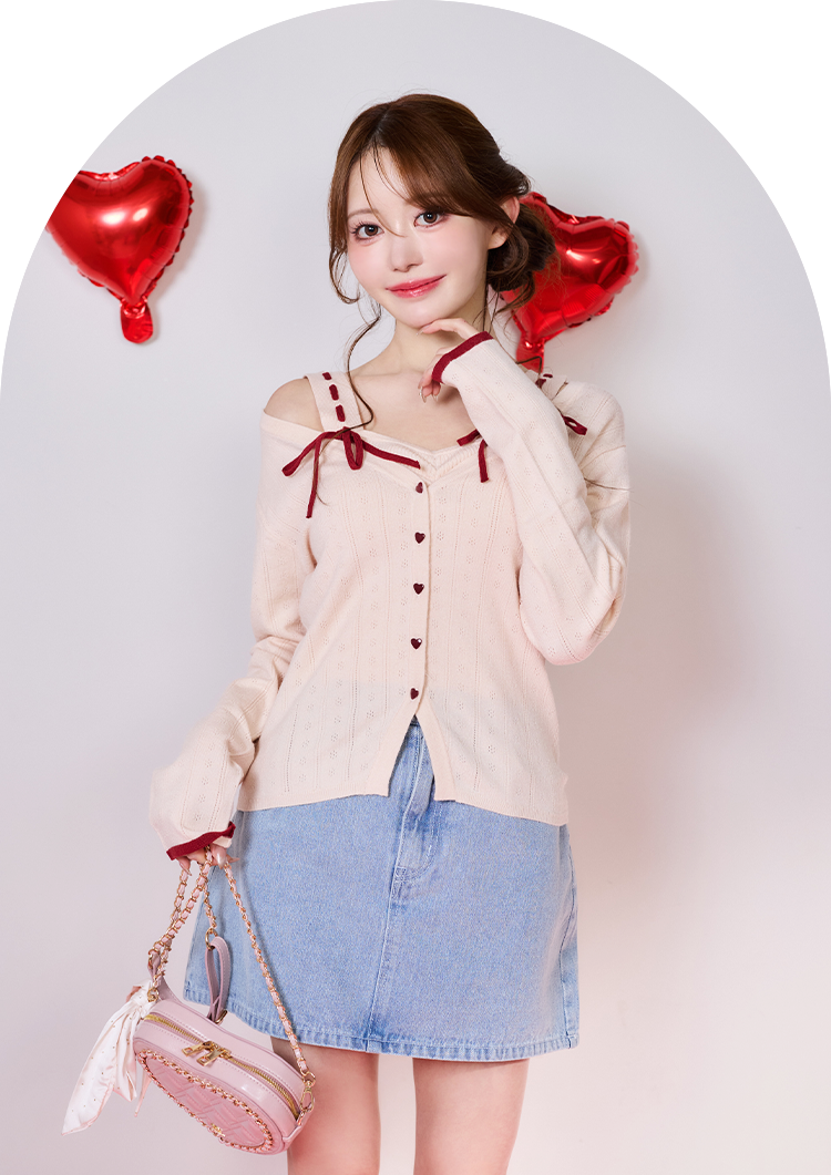 ハートコレクション リボン付きキルティングハートバッグ