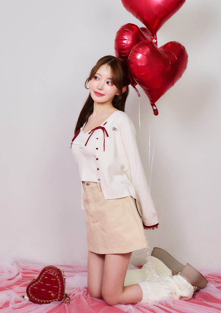 ハートコレクション リボン付きキルティングハートバッグ