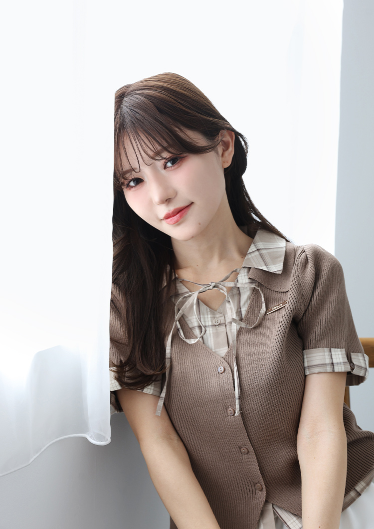 シャツドッキング半袖ニット