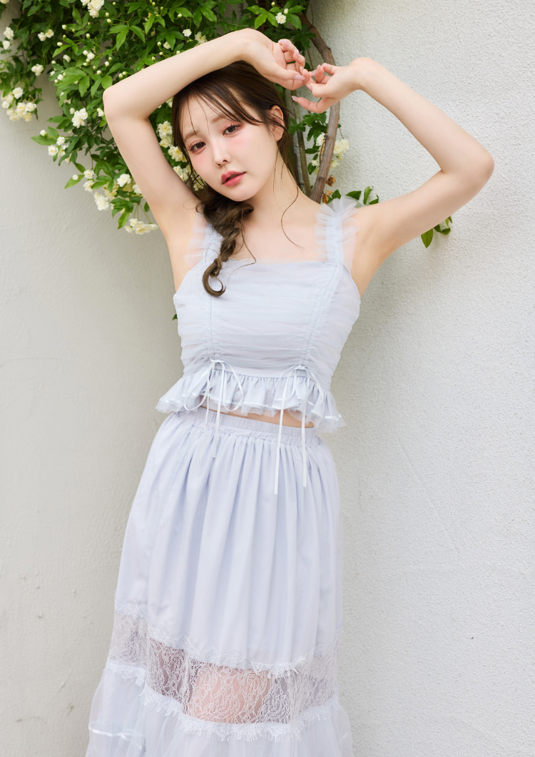 チュールビスチェxチュールロングスカート(