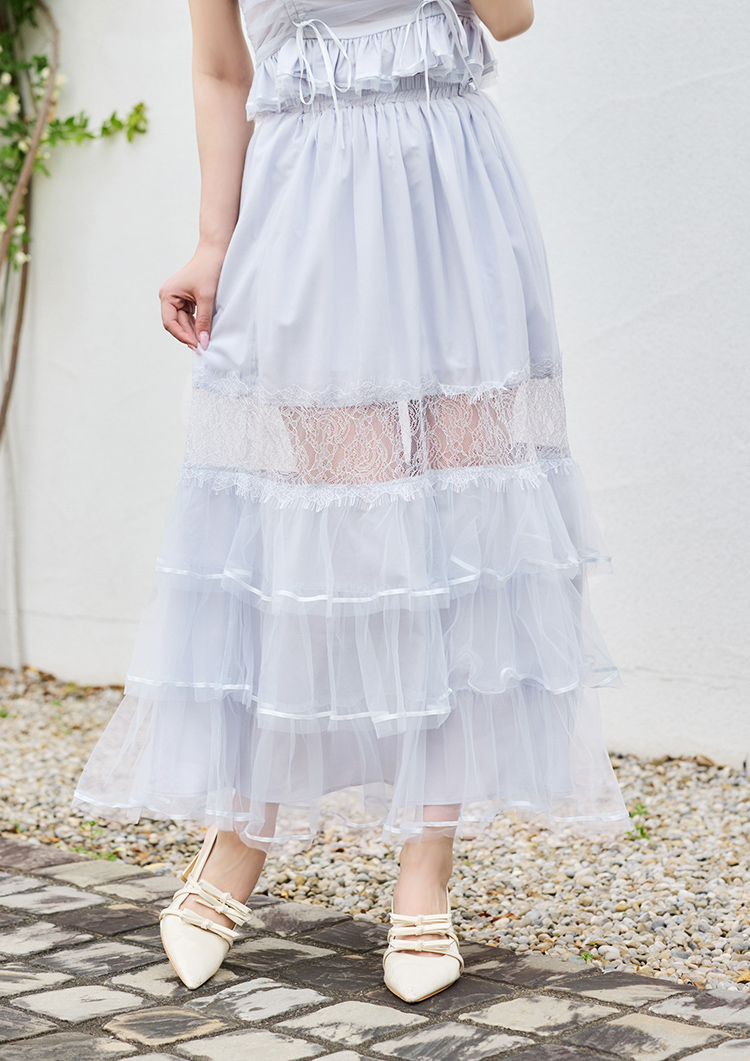 チュールロングスカート