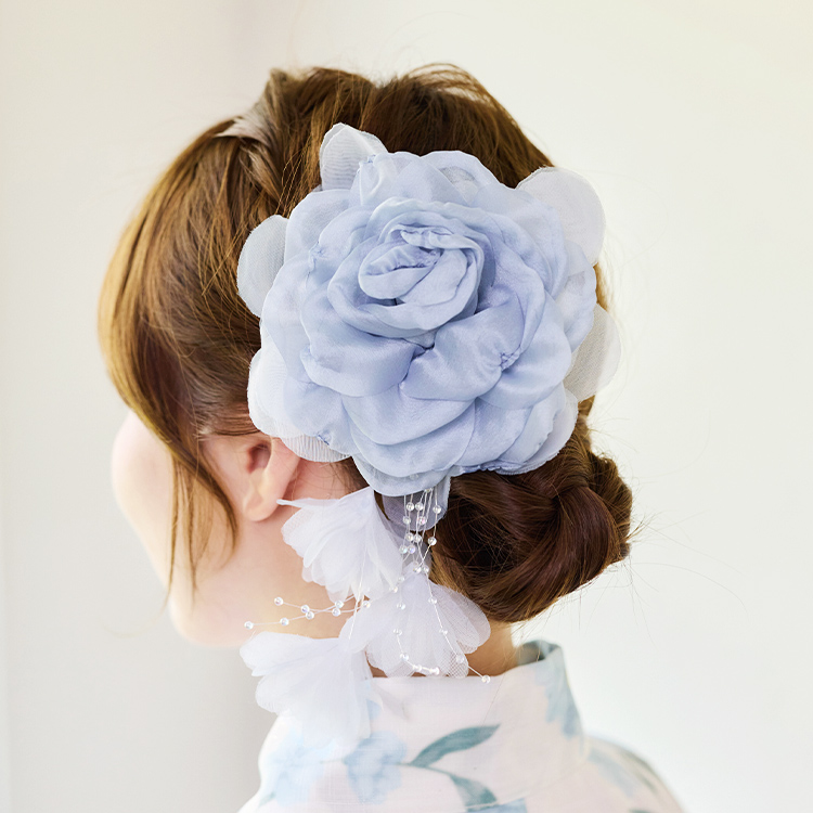 チュールロースヘアクリップ
