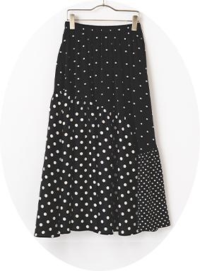 DOT PATCHWORK LONG SKIRT