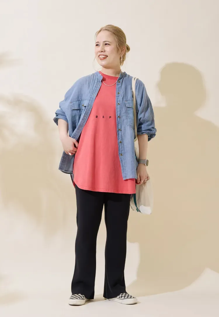 【＠yns628企画】ロゴ刺繍×プリント チュニックTシャツ