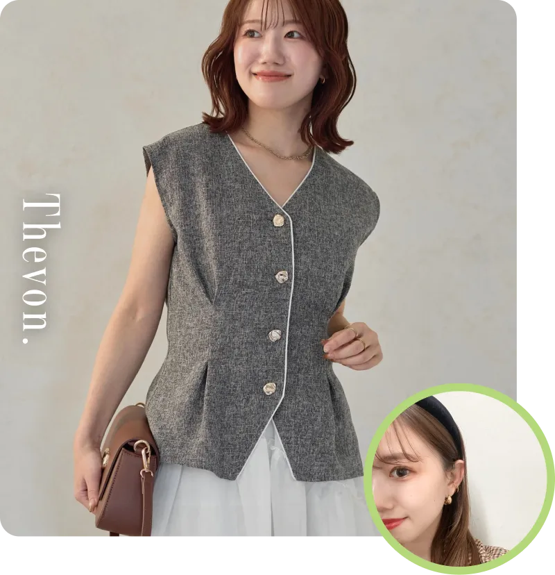【yuna企画】ツイードベストブラウス