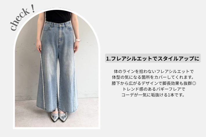 フリンジバギーデニムパンツの紹介画像