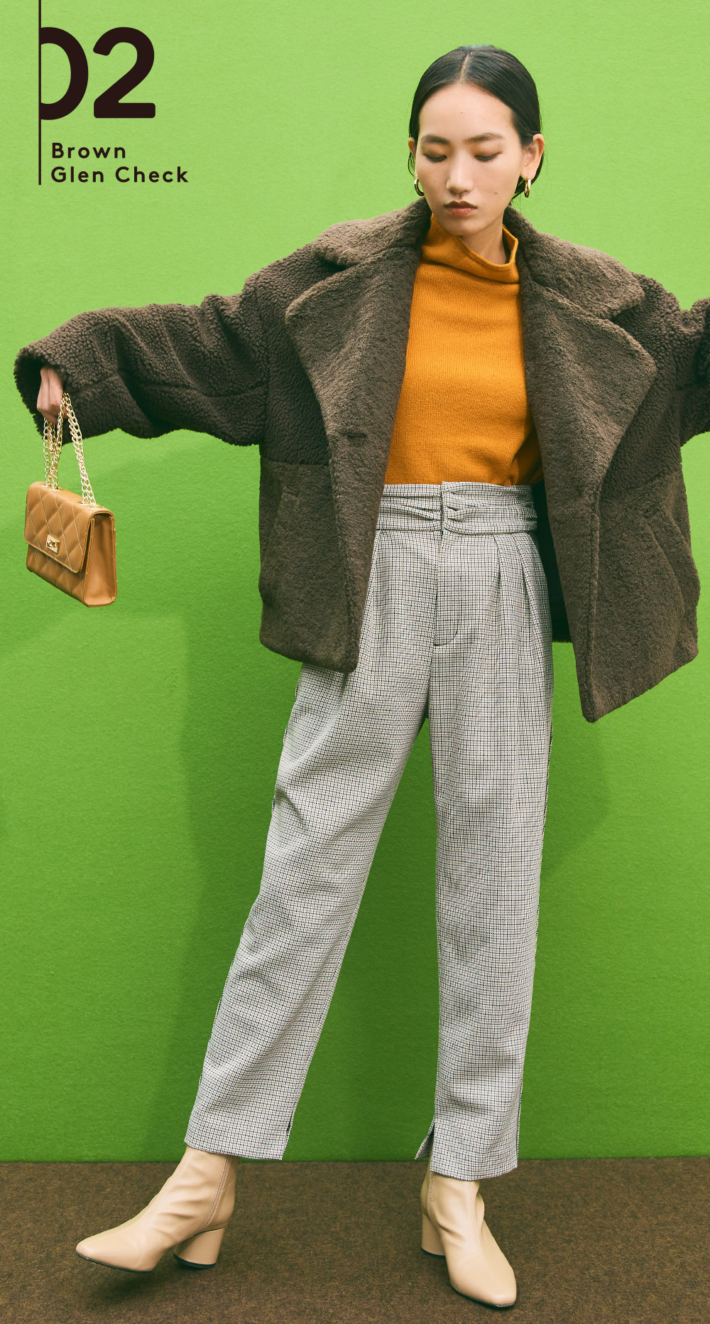 STYLIST SAORI OYAMADA collaboration PANTS -02 Brown Glen Check-