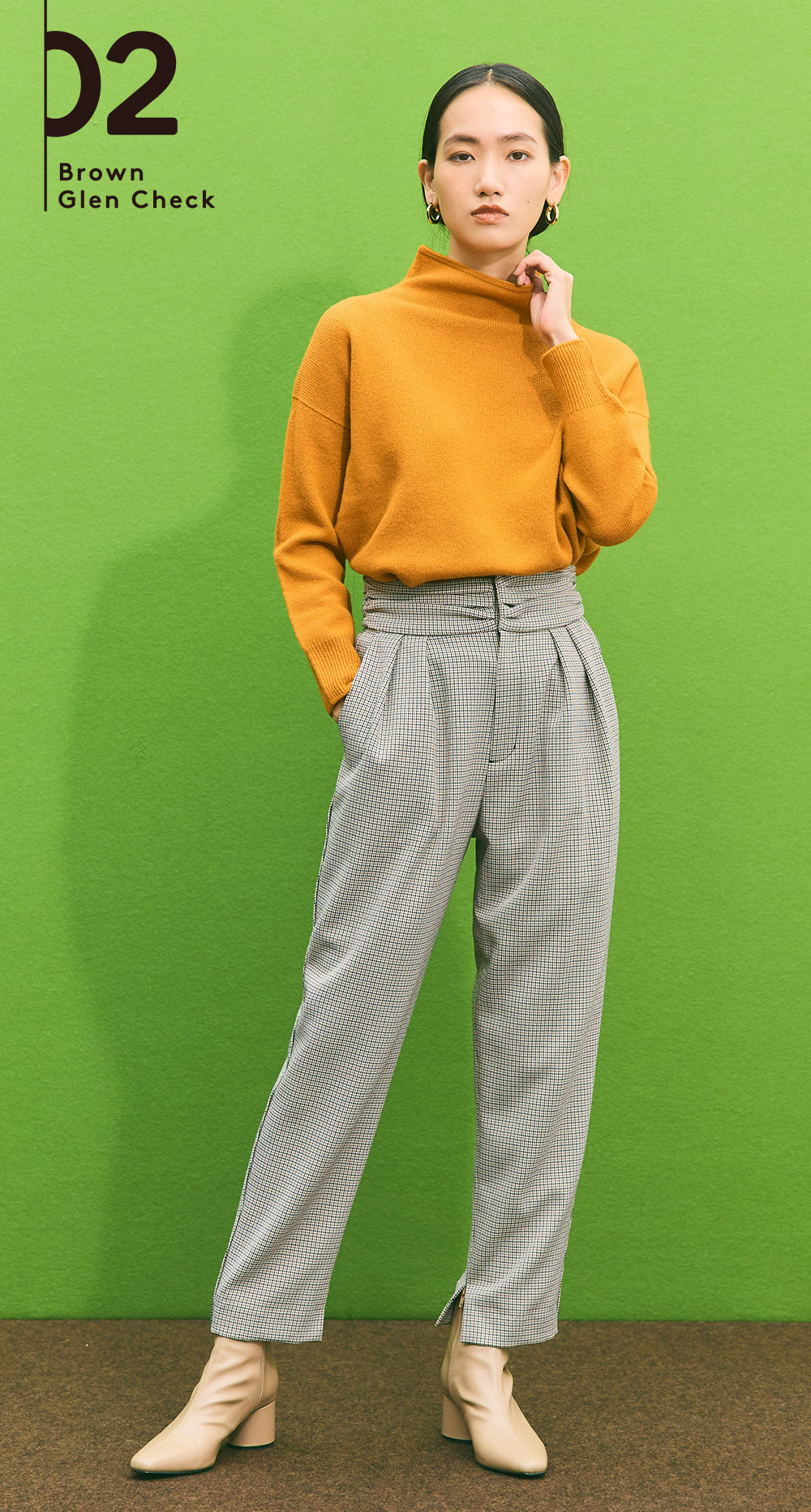 STYLIST SAORI OYAMADA collaboration PANTS -02 Brown Glen Check-