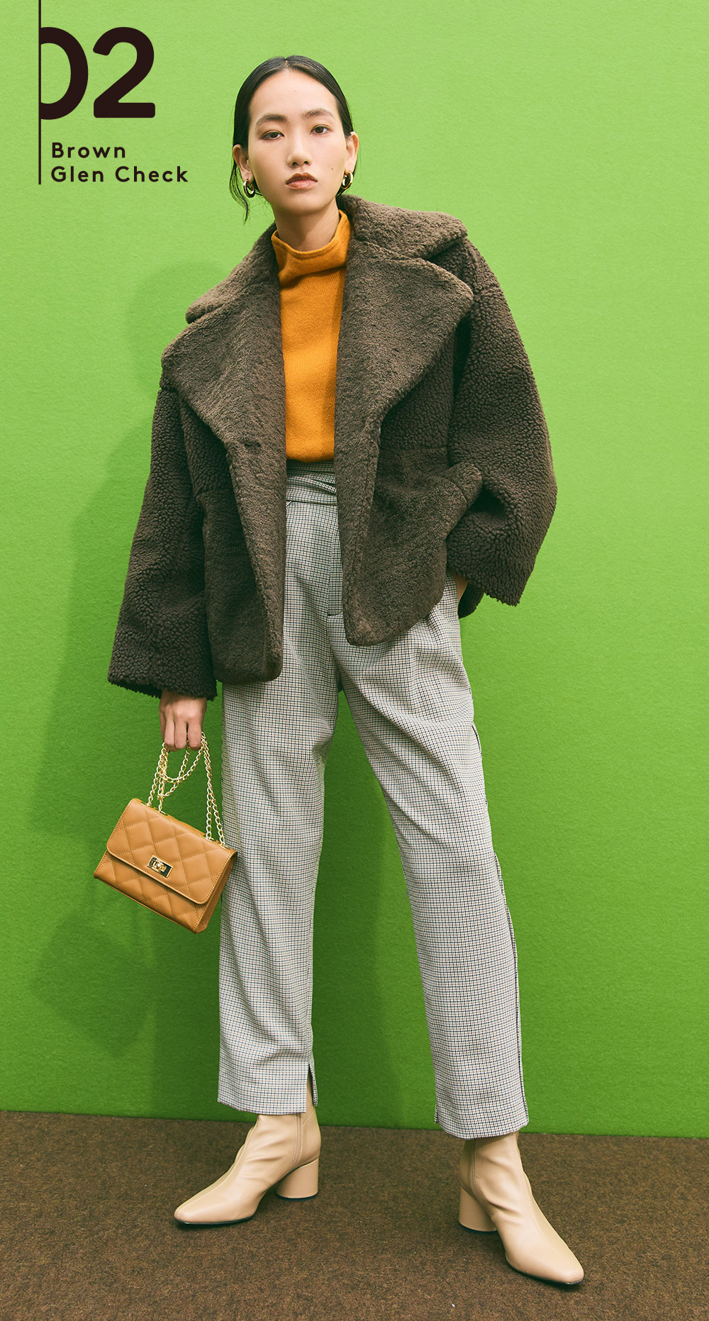 STYLIST SAORI OYAMADA collaboration PANTS -02 Brown Glen Check-