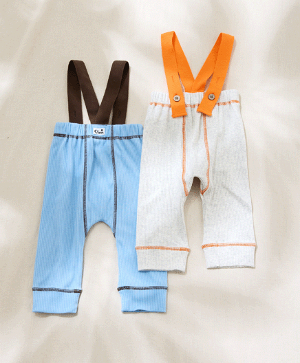 配色サス付きリブパンツ